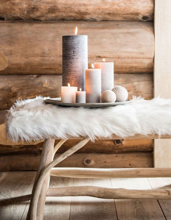 Bougies déco chalet